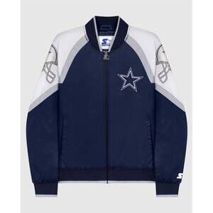 NEW STARTER women's dallas cowboys zip front track jacket in navy